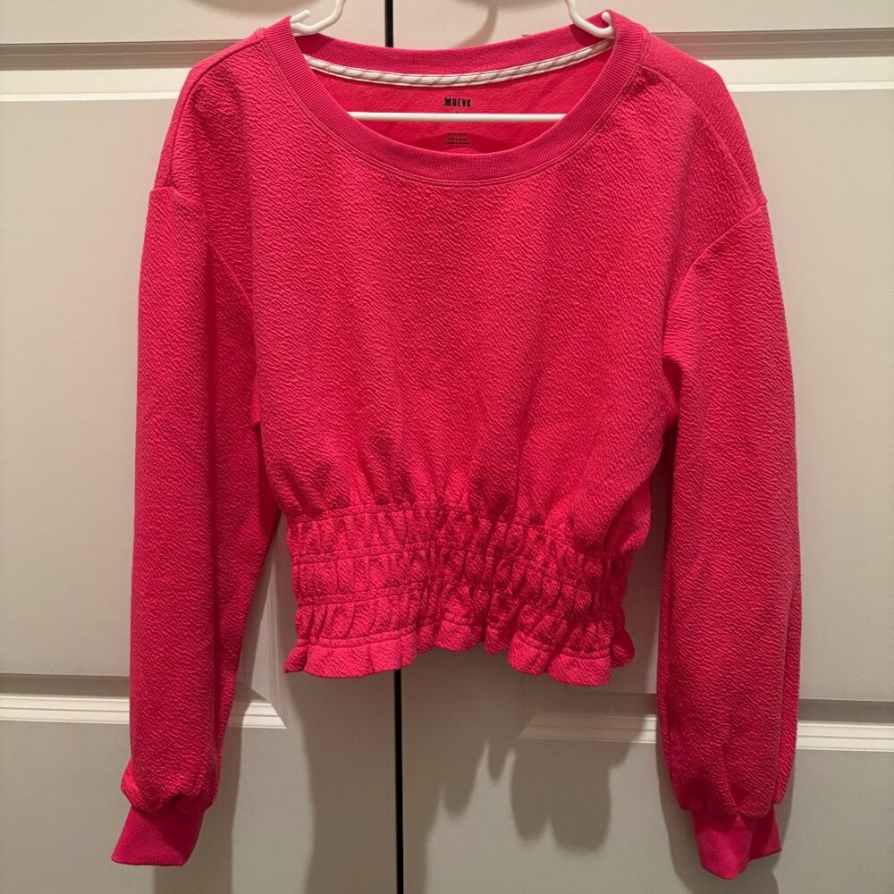 Maeve by Anthropologie Hot Pink Cropped Long Sleeve - M.